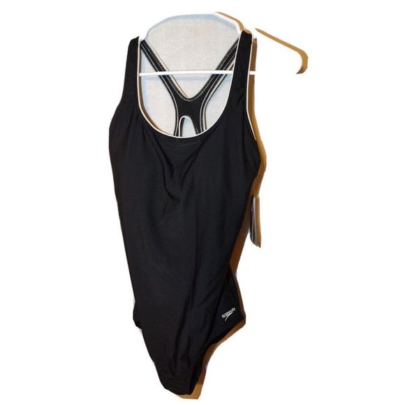 Speedo Other - Speedo Swimsuit Women Size 12 Black Hydrobra Powerflex Speedofit Fitness Style